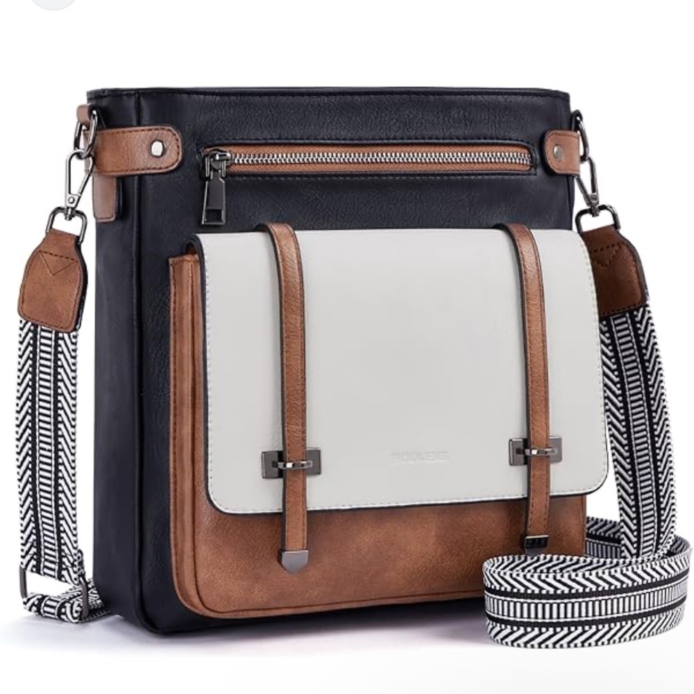 Women’s Crossbody Shoulder Bag - Black, White & Brown